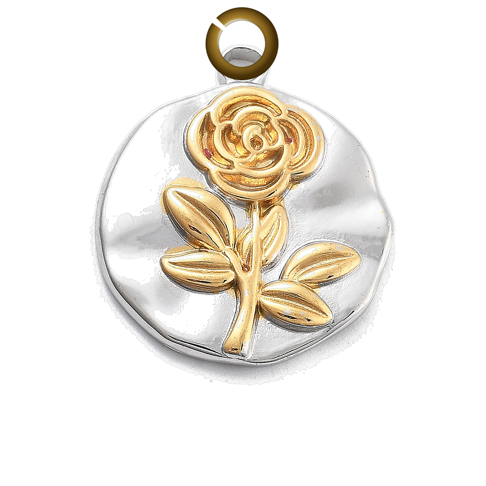 Rose Coin Charm charm with jump ring