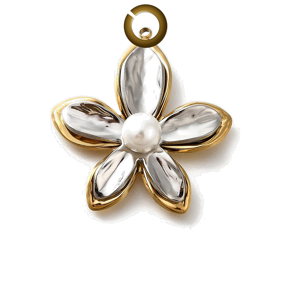 Pearl Flower Charm charm with jump ring