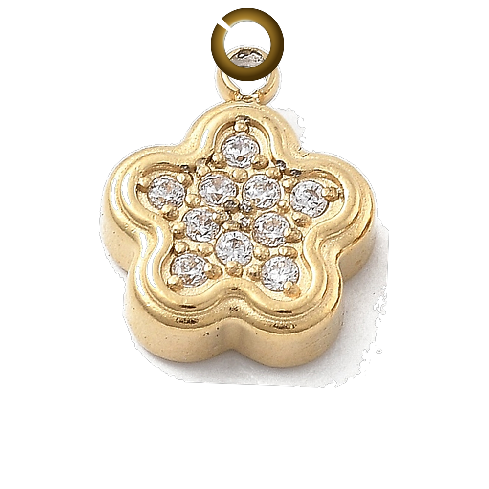 Pave Flower Charm charm with jump ring