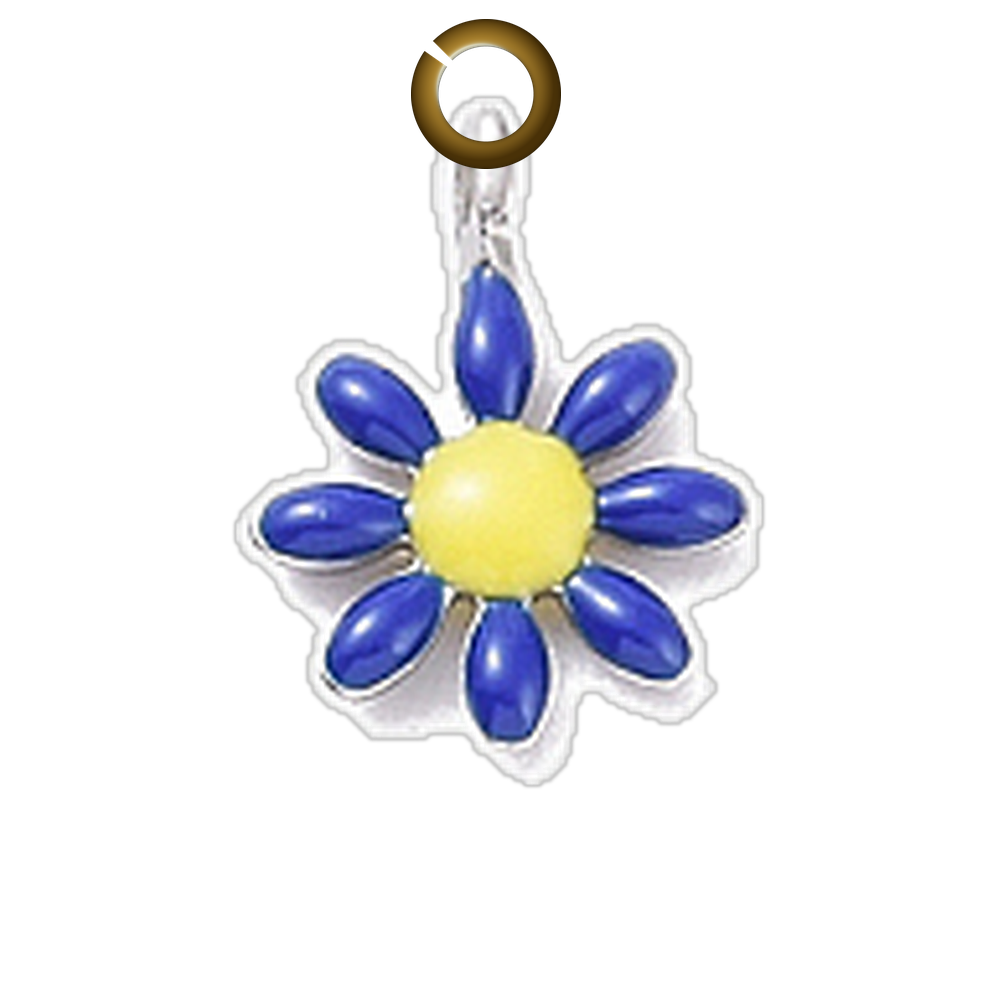 Enamel Daisy Charm - Blue charm with jump ring