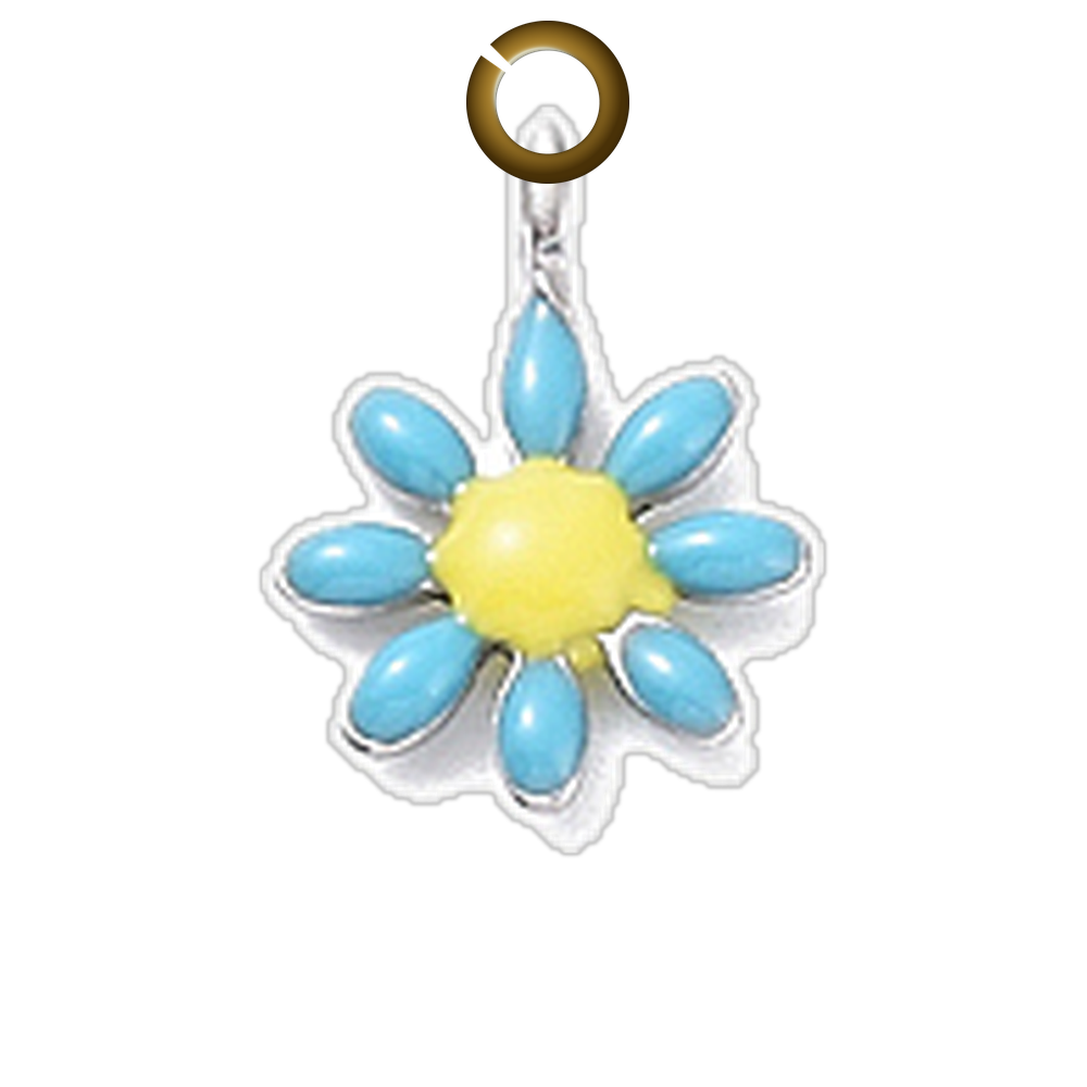 Enamel Daisy Charm - Light Blue charm with jump ring