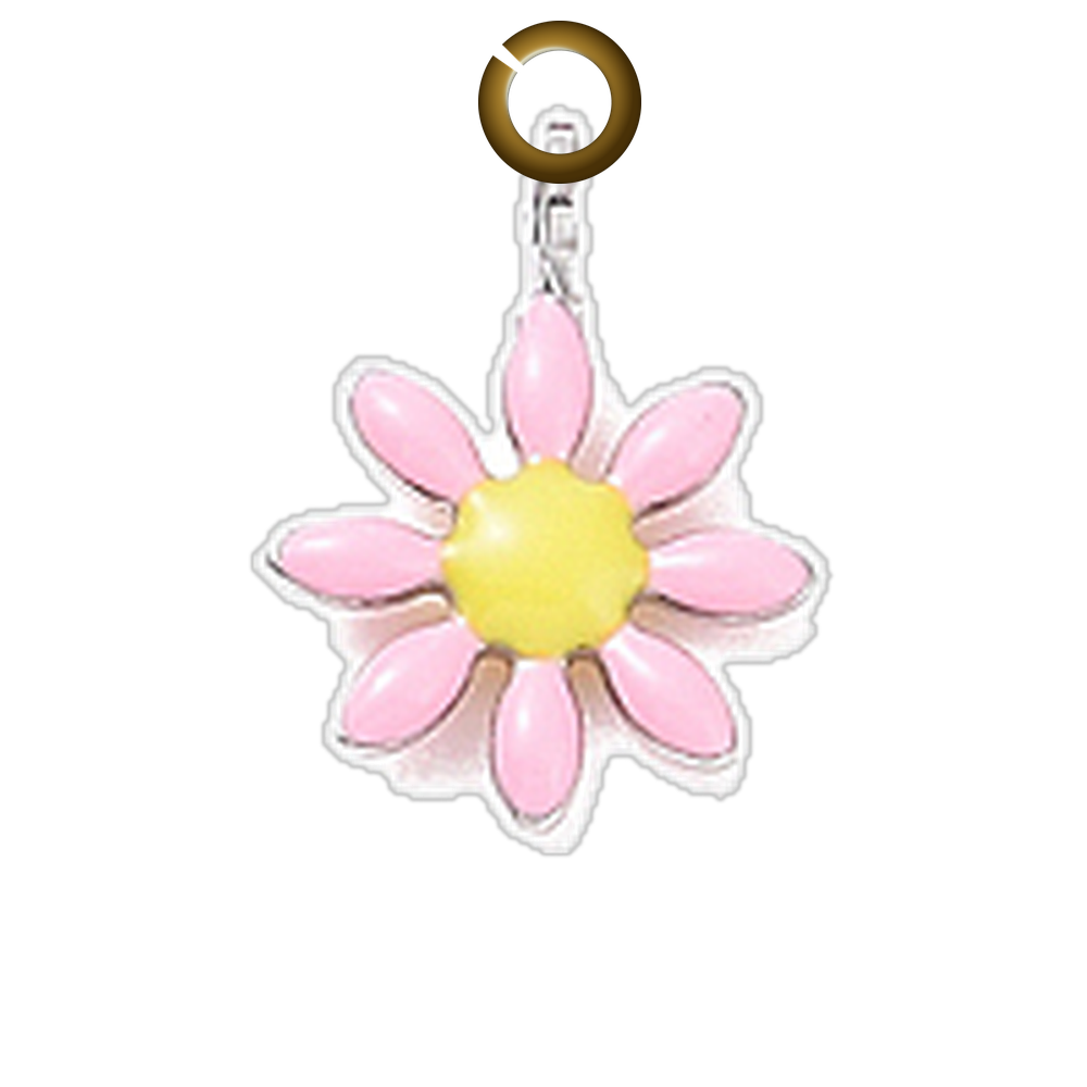 Enamel Daisy Charm - Light Pink charm with jump ring