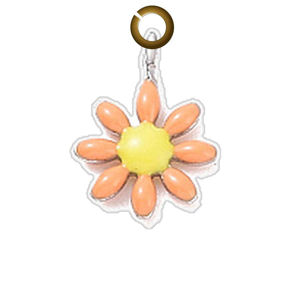 Enamel Daisy Charm - Orange charm with jump ring