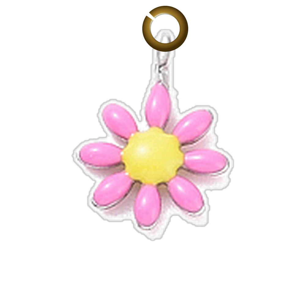 Enamel Daisy Charm - Pink charm with jump ring
