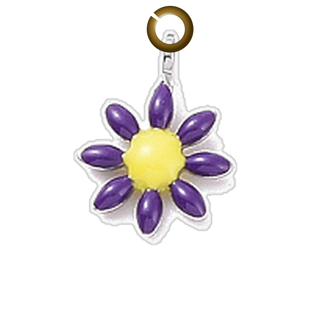 Enamel Daisy Charm - Purple charm with jump ring