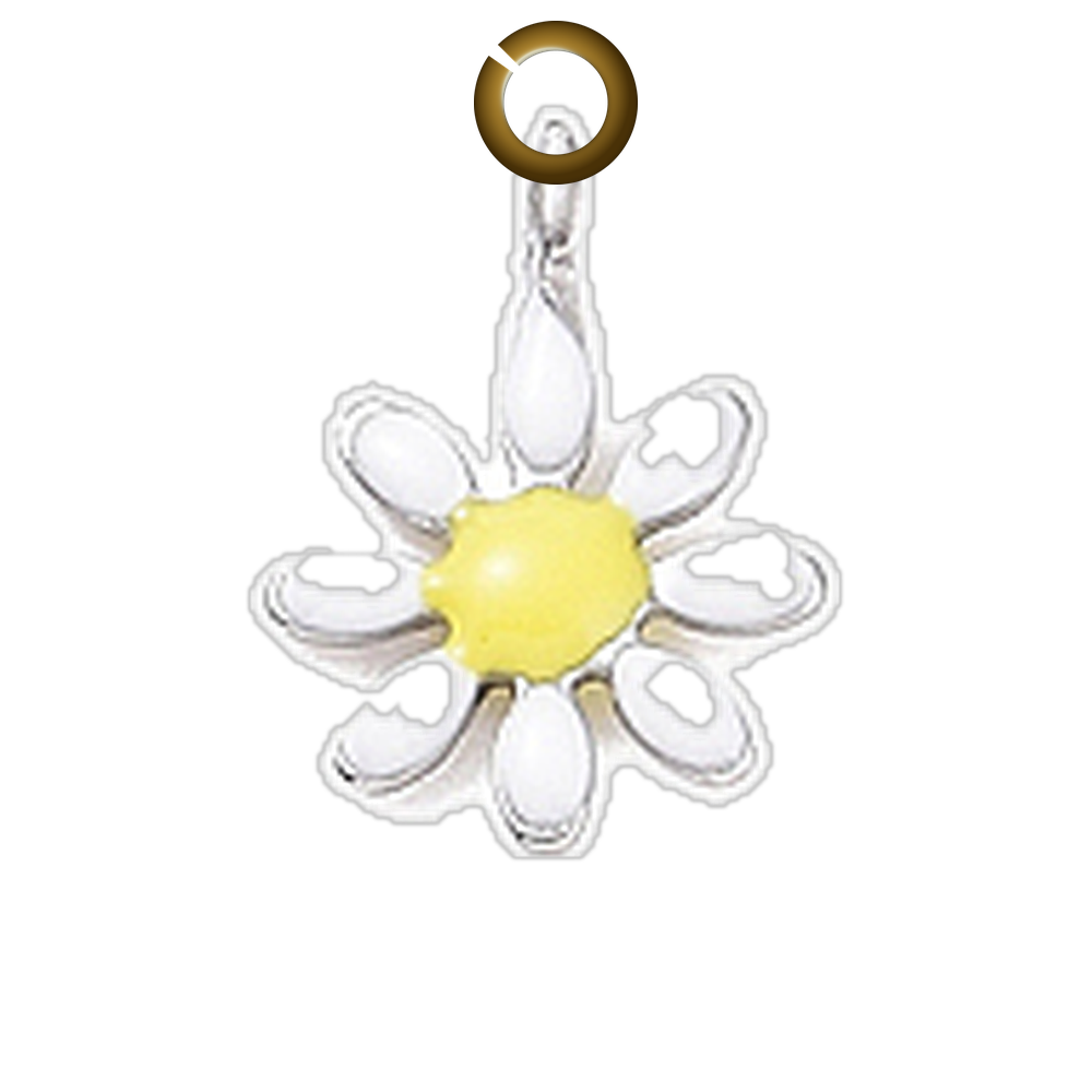 Enamel Daisy Charm - White charm with jump ring