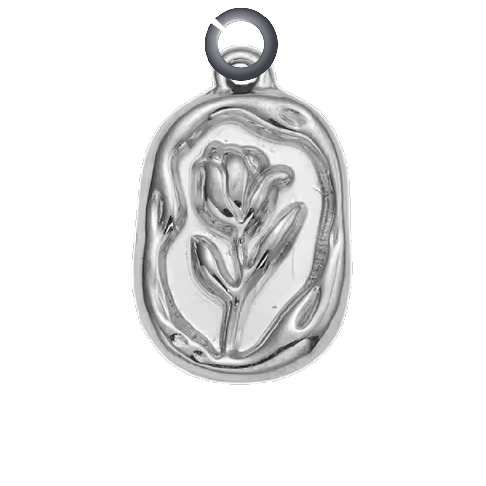 Tulip Medallion Charm - Silver charm with jump ring