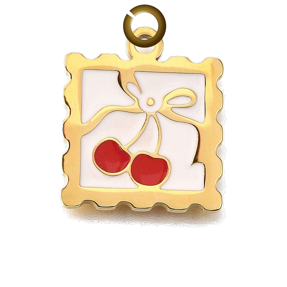 Cherry Stamp Charm charm with jump ring