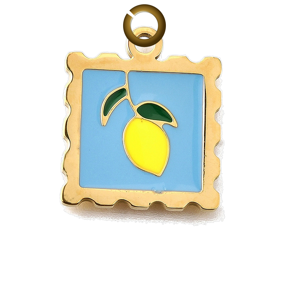 Lemon Stamp Charm charm with jump ring