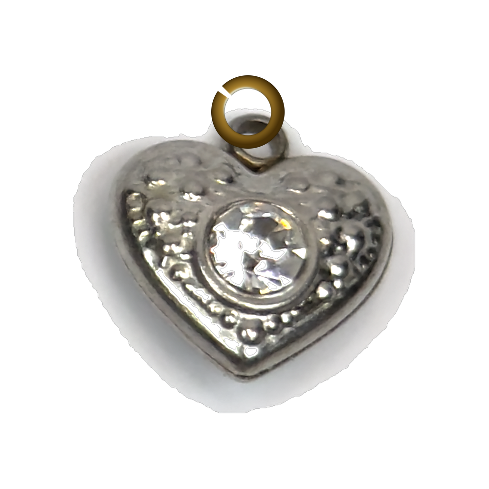 Crystal Heart Charm - Clear charm with jump ring