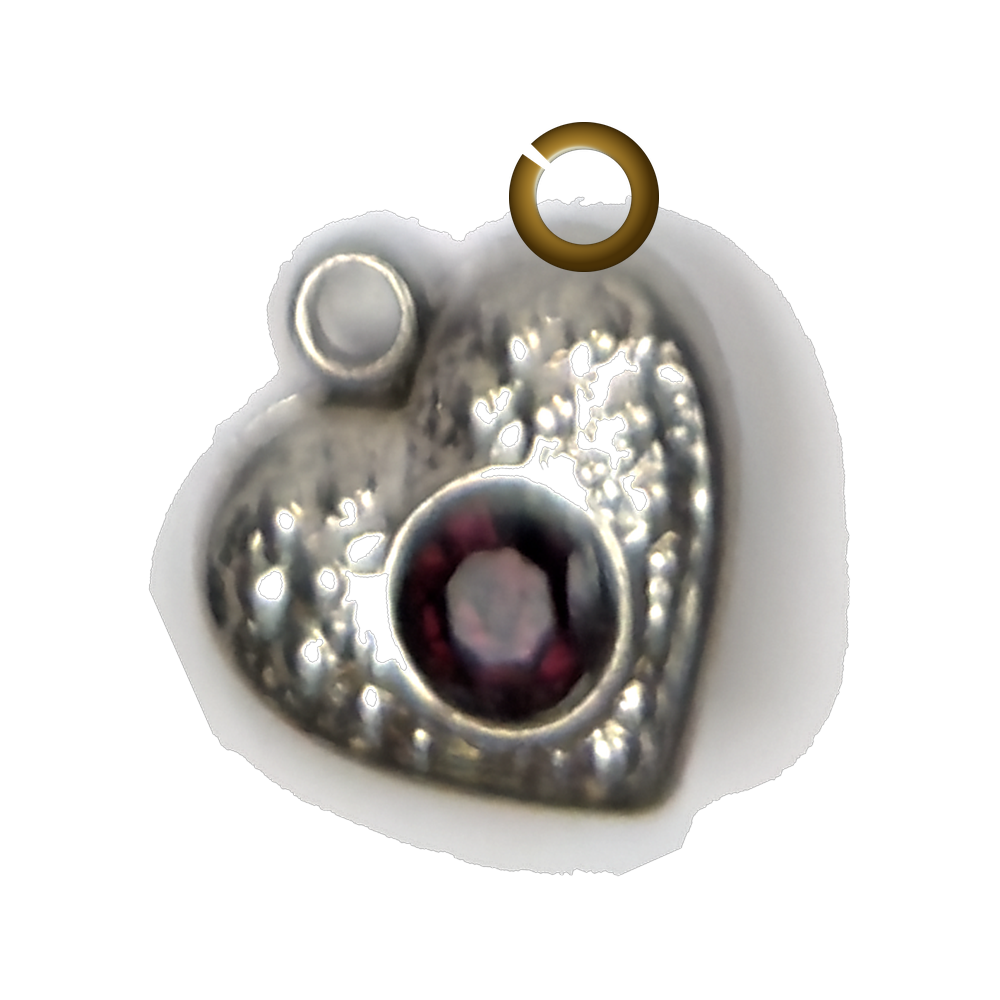 Crystal Heart Charm - Dark Purple charm with jump ring