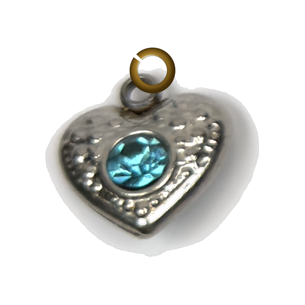 Crystal Heart Charm - Light Blue charm with jump ring