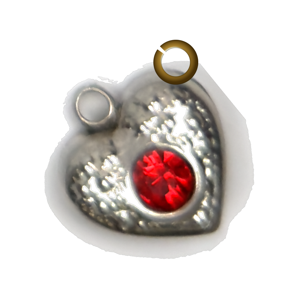 Crystal Heart Charm - Red charm with jump ring