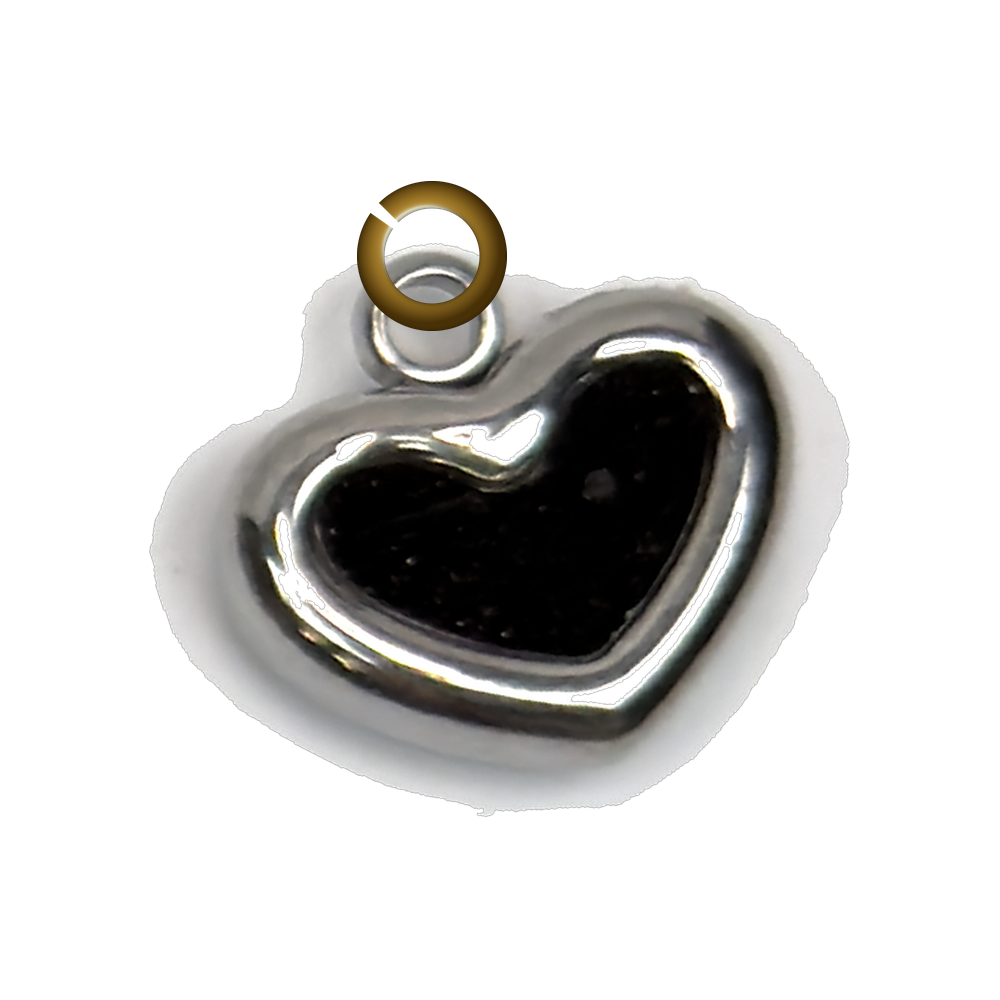 Framed Heart Charm - Black charm with jump ring