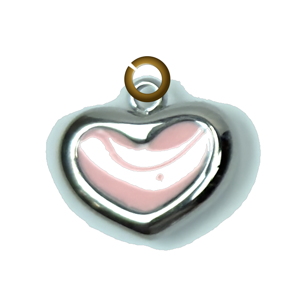 Framed Heart Charm - Pink charm with jump ring