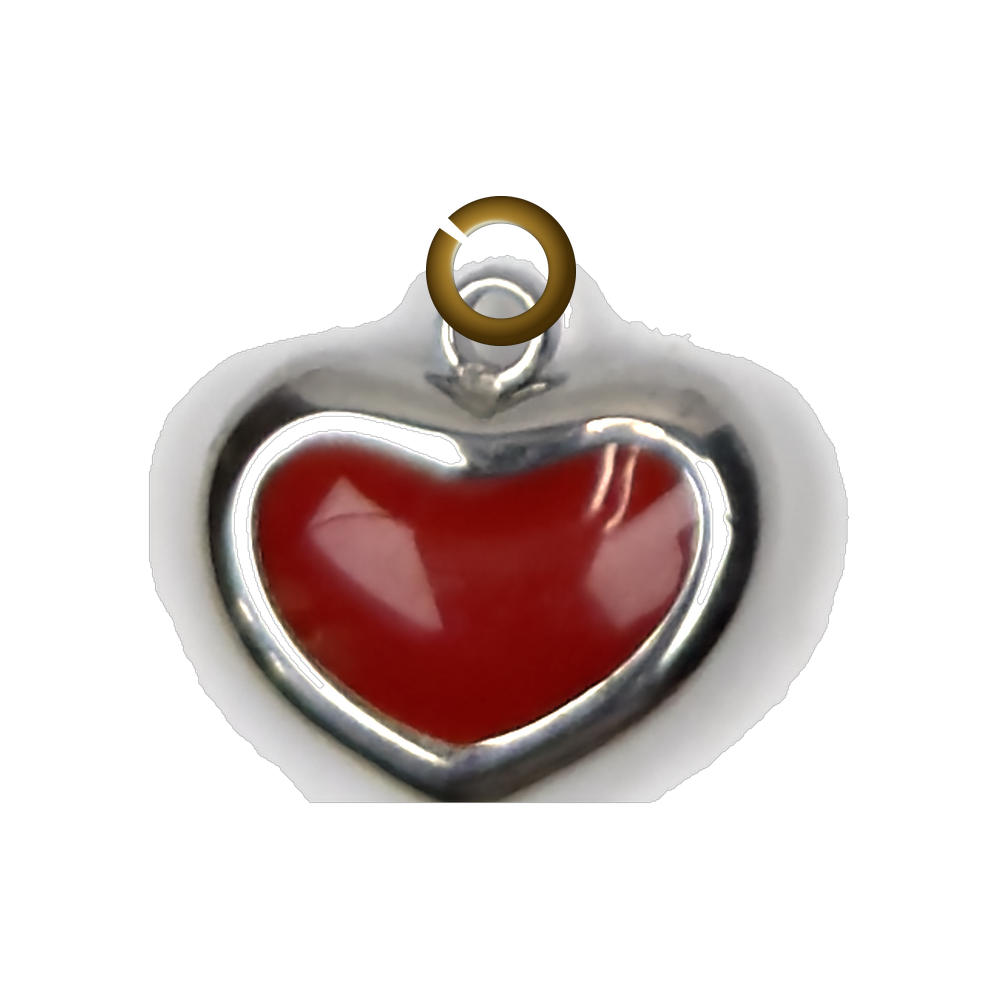 Framed Heart Charm - Red charm with jump ring