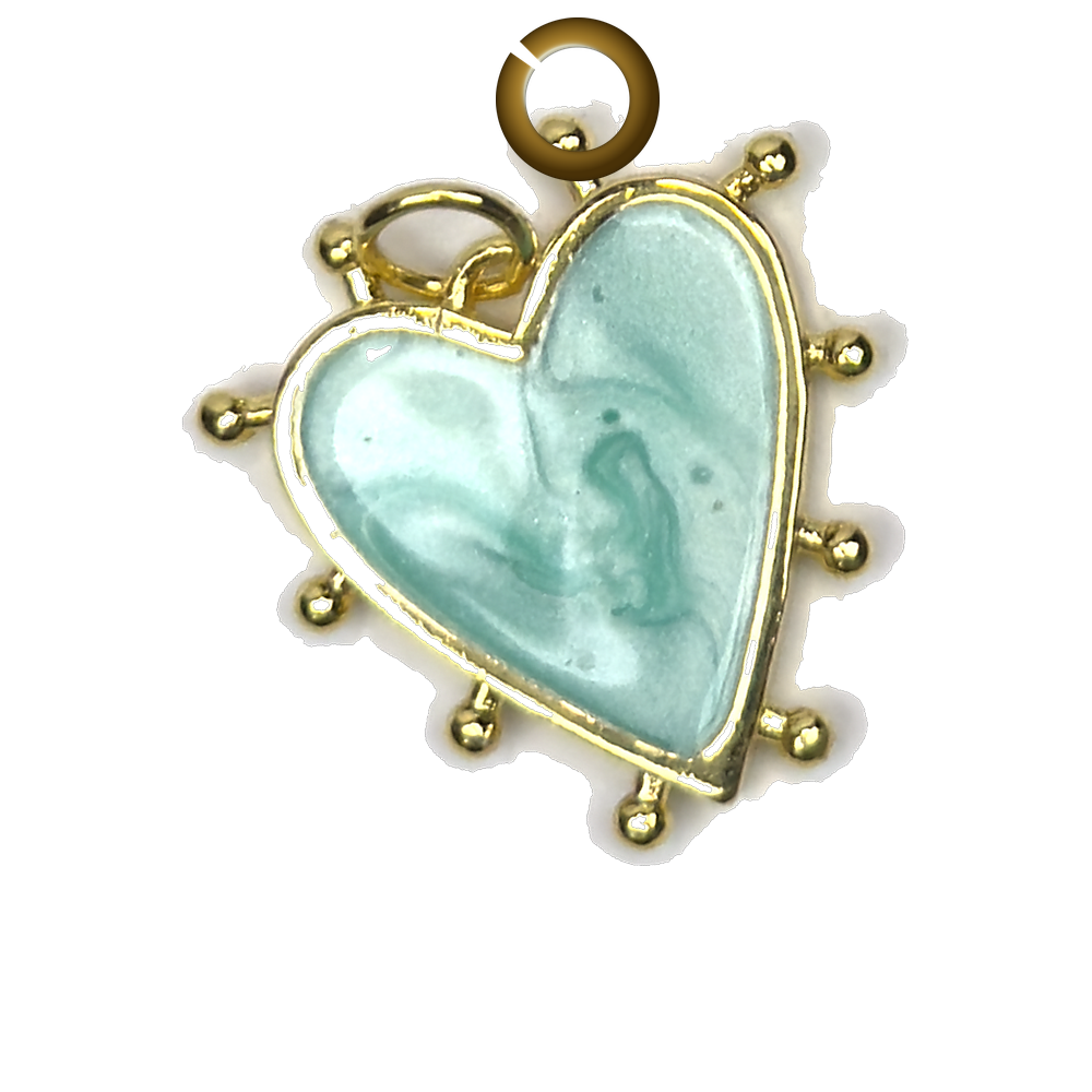 Enamel Heart Charm - Mint charm with jump ring