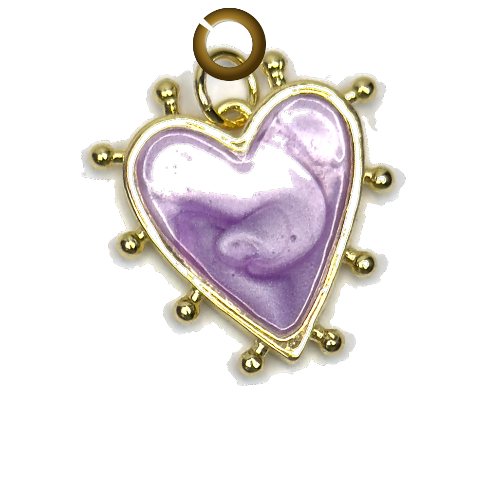 Enamel Heart Charm - Purple charm with jump ring