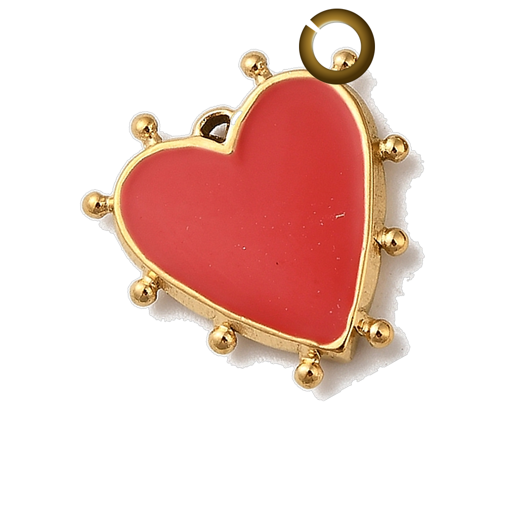 Enamel Heart Charm - Red charm with jump ring