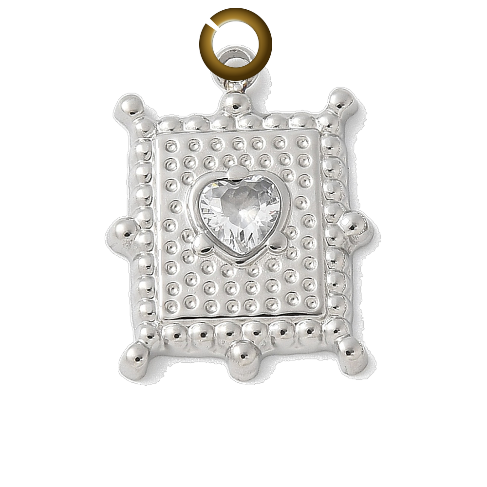 Heart Stone Frame Charm charm with jump ring