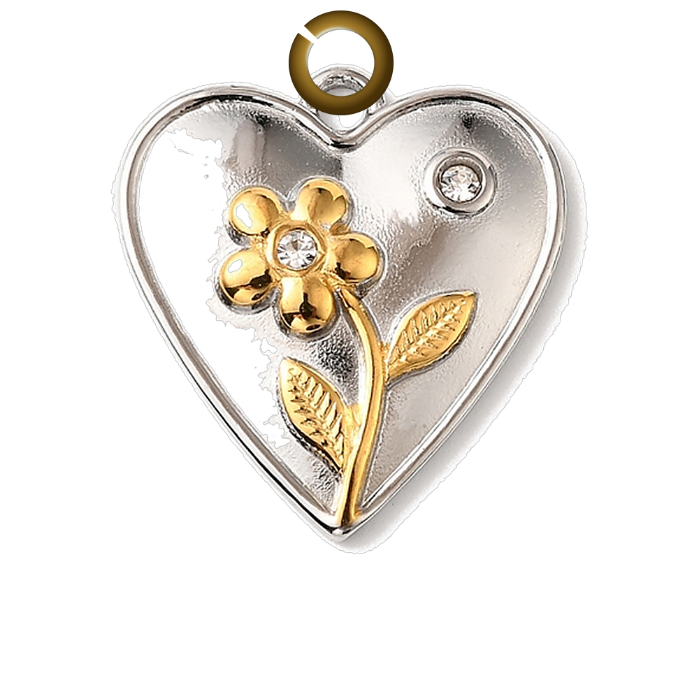 Flower Heart Charm charm with jump ring