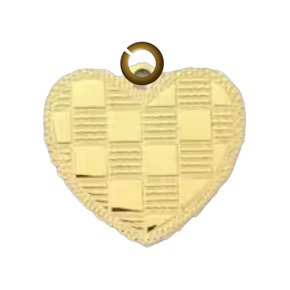 Checkered Heart Charm - Gold charm with jump ring