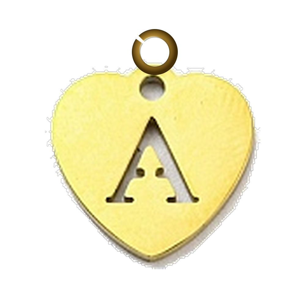 Stamped Heart Letter Charm - A charm with jump ring