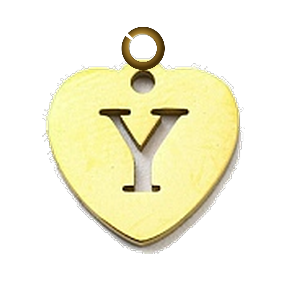 Stamped Heart Letter Charm - Y charm with jump ring