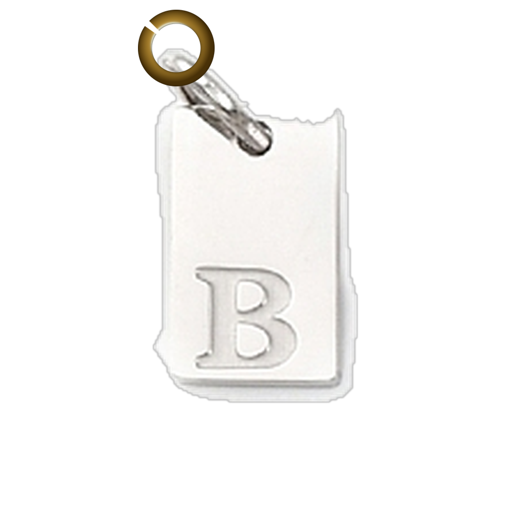Rectangle Letter Charm - B charm with jump ring