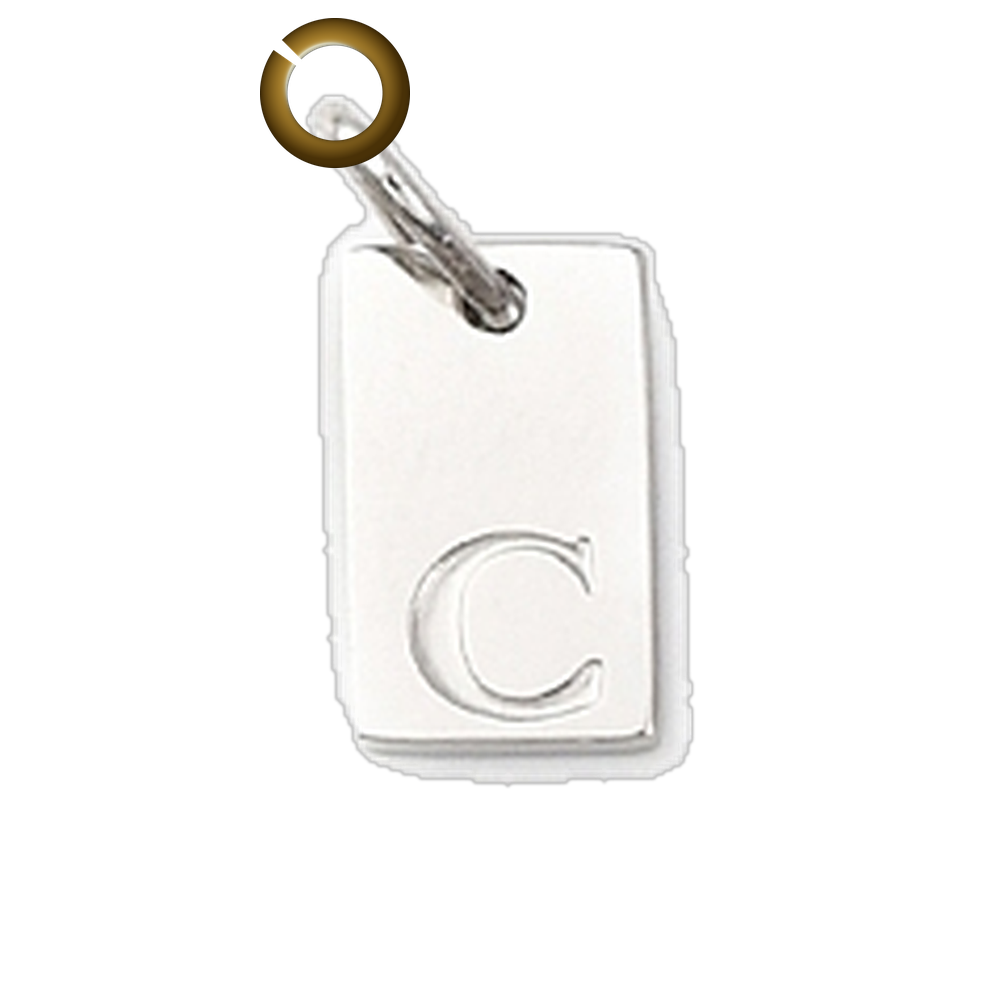Rectangle Letter Charm - C charm with jump ring