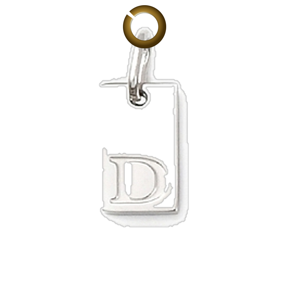 Rectangle Letter Charm - D charm with jump ring