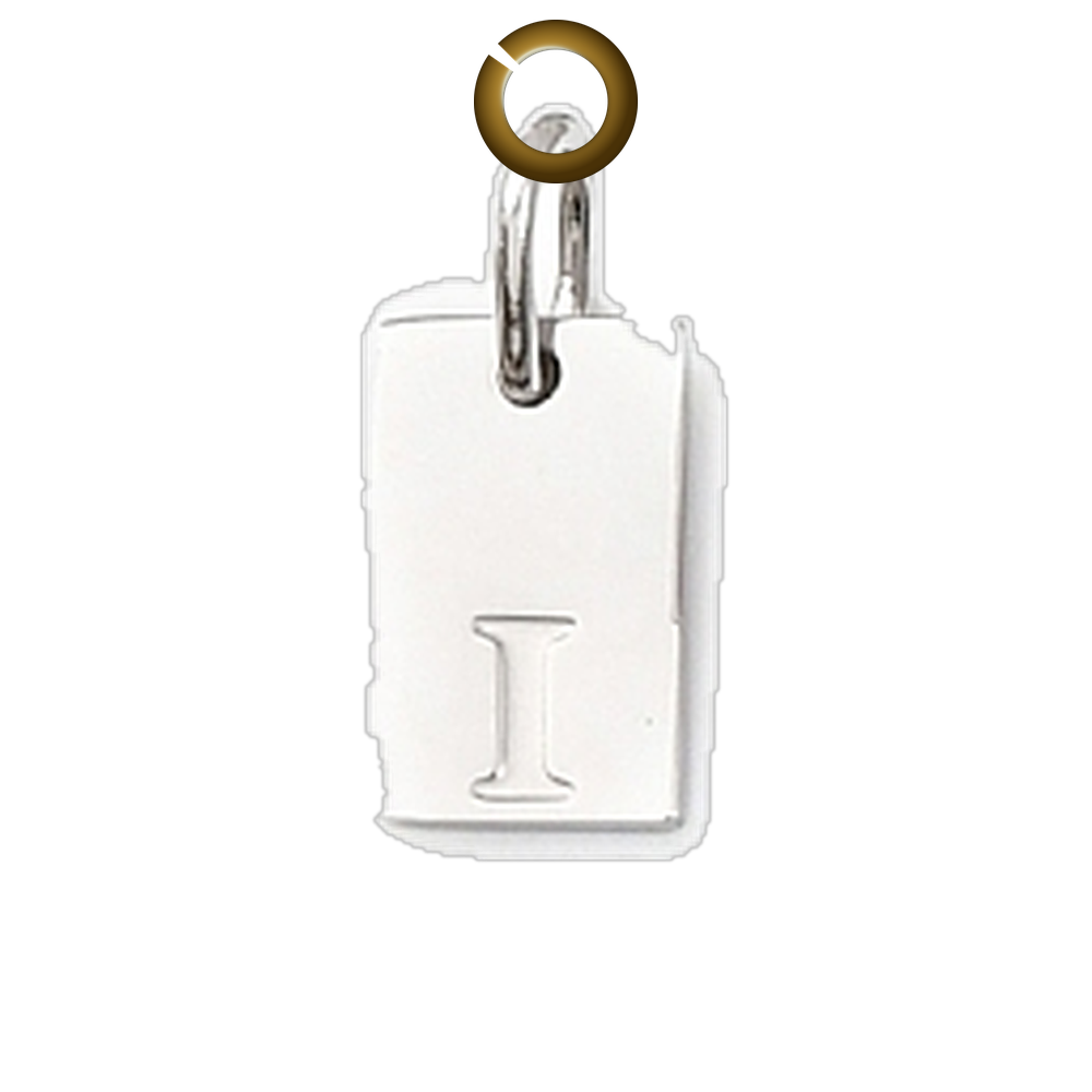 Rectangle Letter Charm - I charm with jump ring