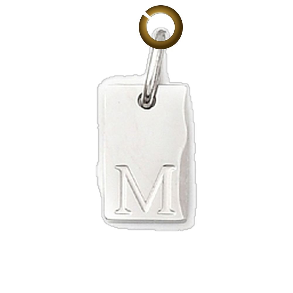 Rectangle Letter Charm - M charm with jump ring