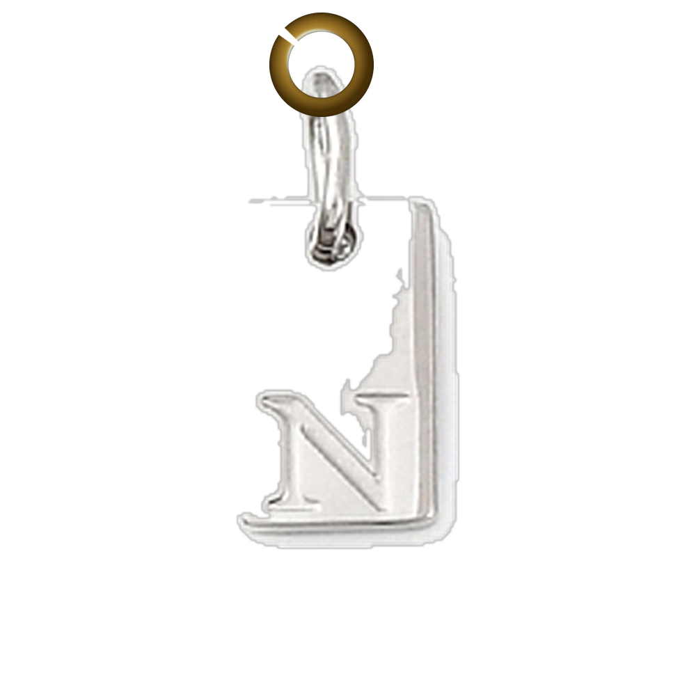 Rectangle Letter Charm - N charm with jump ring
