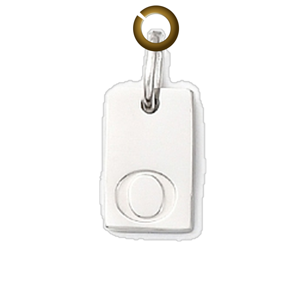 Rectangle Letter Charm - O charm with jump ring