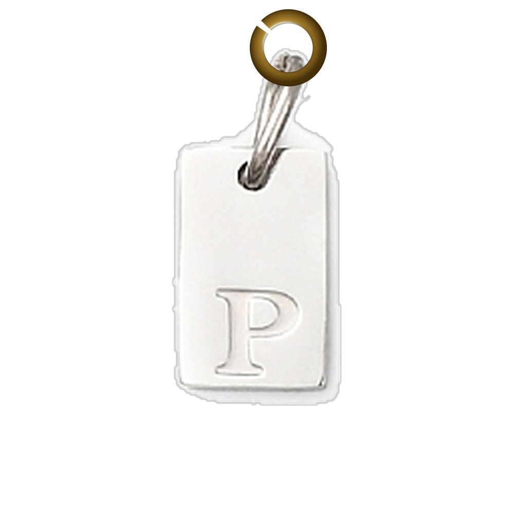 Rectangle Letter Charm - P charm with jump ring