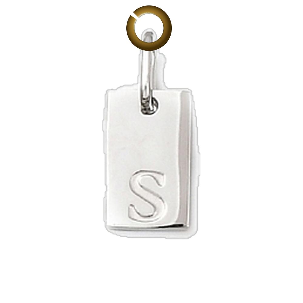 Rectangle Letter Charm - S charm with jump ring