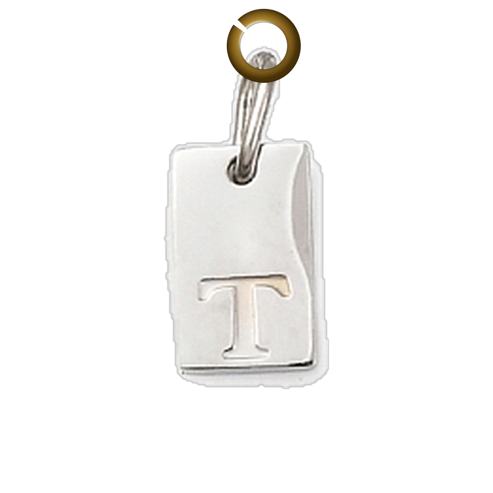 Rectangle Letter Charm - T charm with jump ring