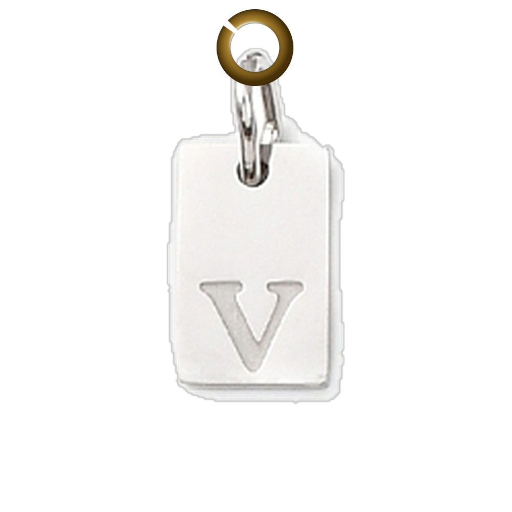 Rectangle Letter Charm - V charm with jump ring