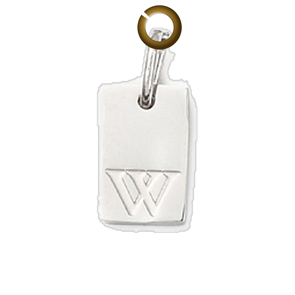 Rectangle Letter Charm - W charm with jump ring