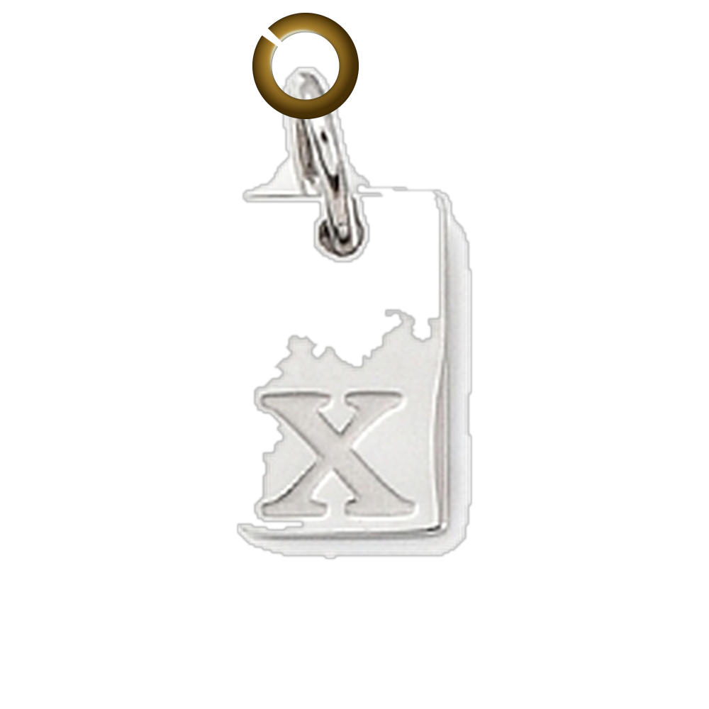 Rectangle Letter Charm - X charm with jump ring
