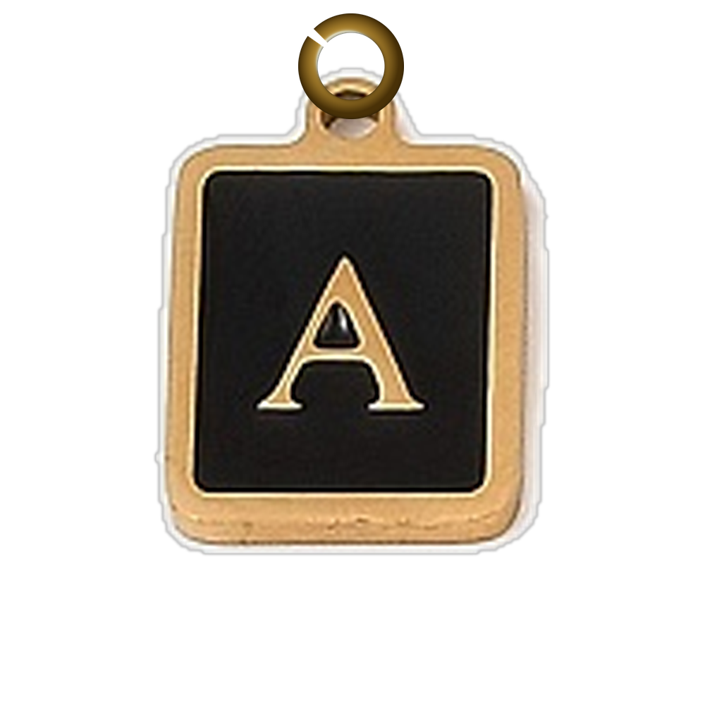 Black Enamel Letter Charm - A charm with jump ring