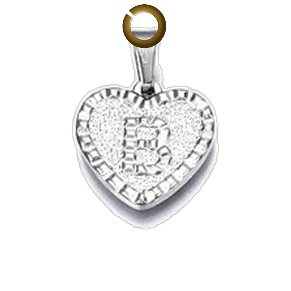 Heart Letter Charm - B charm with jump ring