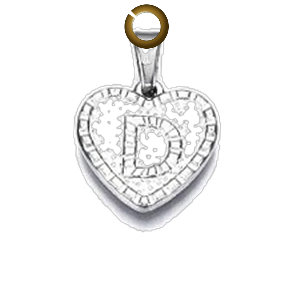 Heart Letter Charm - D charm with jump ring