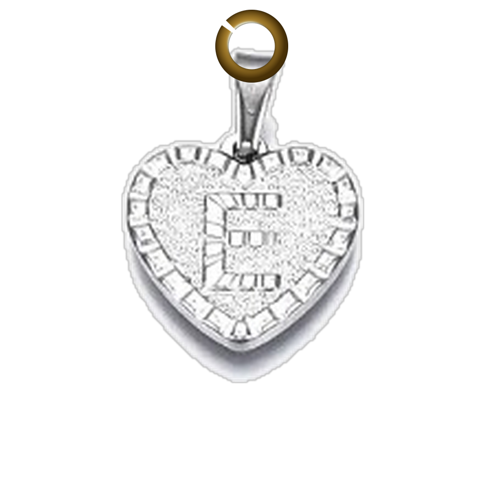 Heart Letter Charm - E charm with jump ring