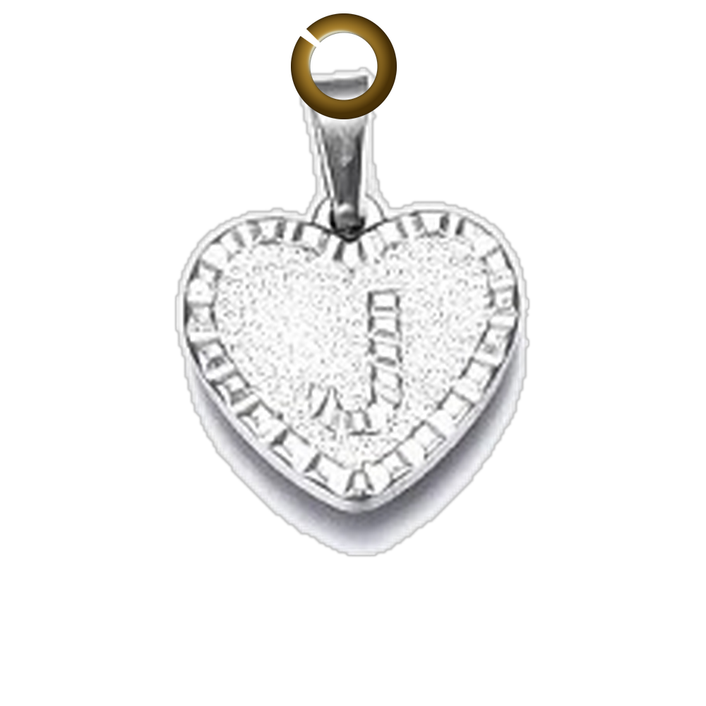 Heart Letter Charm - J charm with jump ring