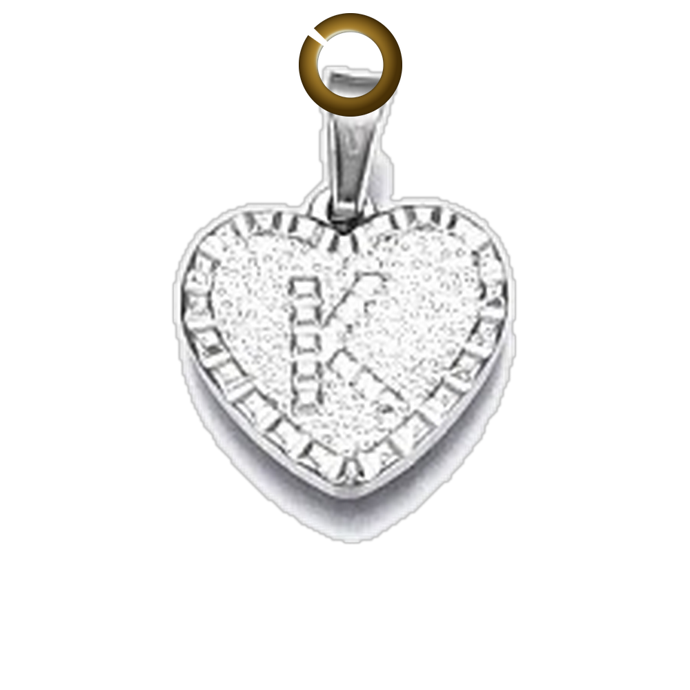 Heart Letter Charm - K charm with jump ring