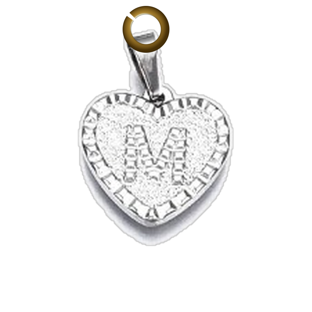 Heart Letter Charm - M charm with jump ring