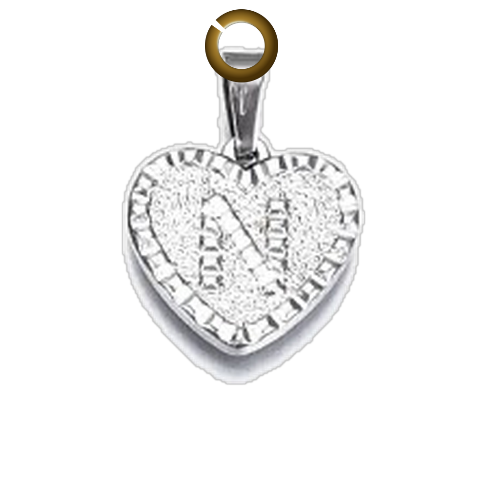 Heart Letter Charm - N charm with jump ring