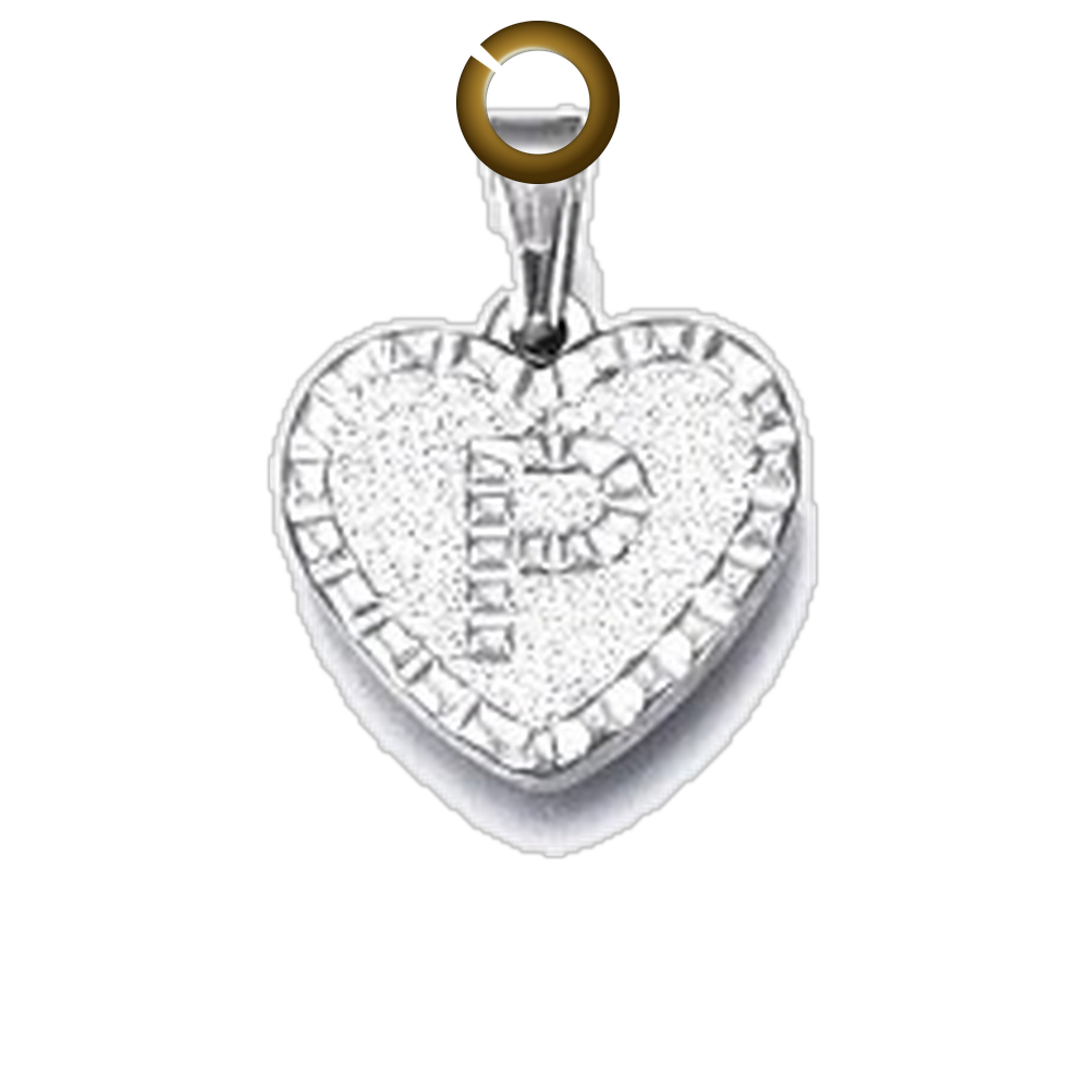 Heart Letter Charm - P charm with jump ring